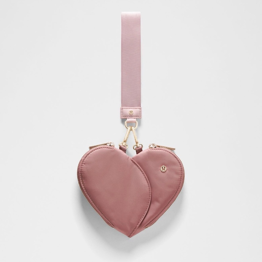 *NEW* Lululemon Athletica Spiced Chai/pink haze heart Wristlet- sold out item